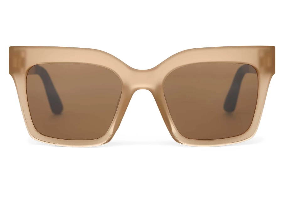 TOMS Adelaide Traveler Sunglasses – Matte/Shiny Oatmilk Crystal Fade & Brown Frame