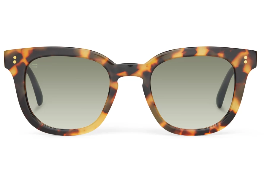 TOMS Venice Blonde Tortoise & Deep Olive Gradient Handcrafted Sunglasses