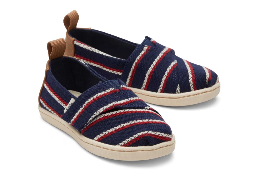 TOMS Alpargata Navy Stripes Toddler Shoes for Boys and Girls