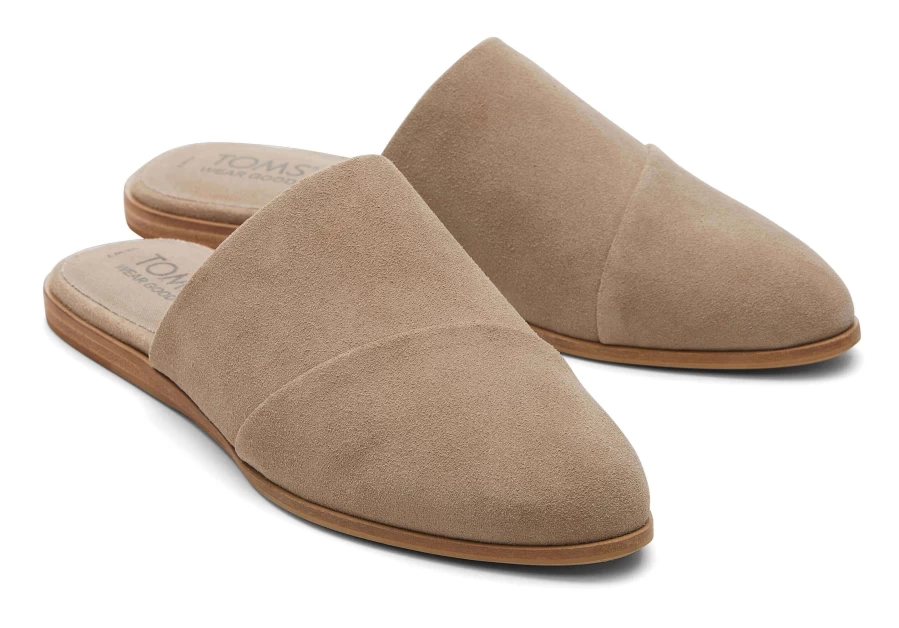 TOMS Suede Dune Slip-On Flat Shoes - Comfortable Taupe Jade Loafers for Women & Men