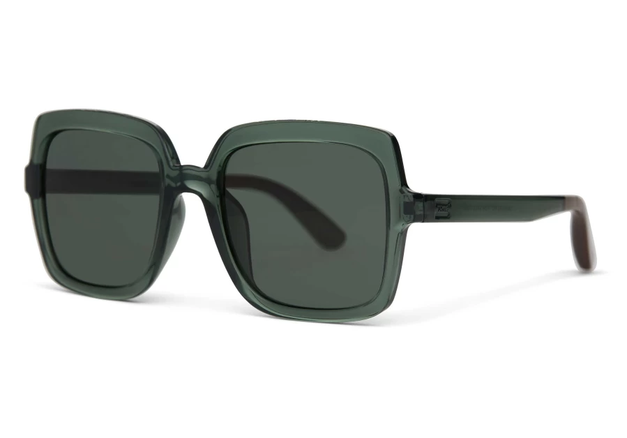 TOMS Athena Spruce Crystal Green Grey Polarized Traveler Sunglasses for Men & Women
