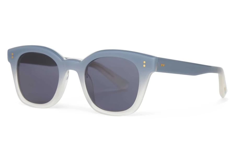 TOMS Rome Handcrafted Sunglasses - Blue Fade/Grey Lens, Chalky Blue Frame