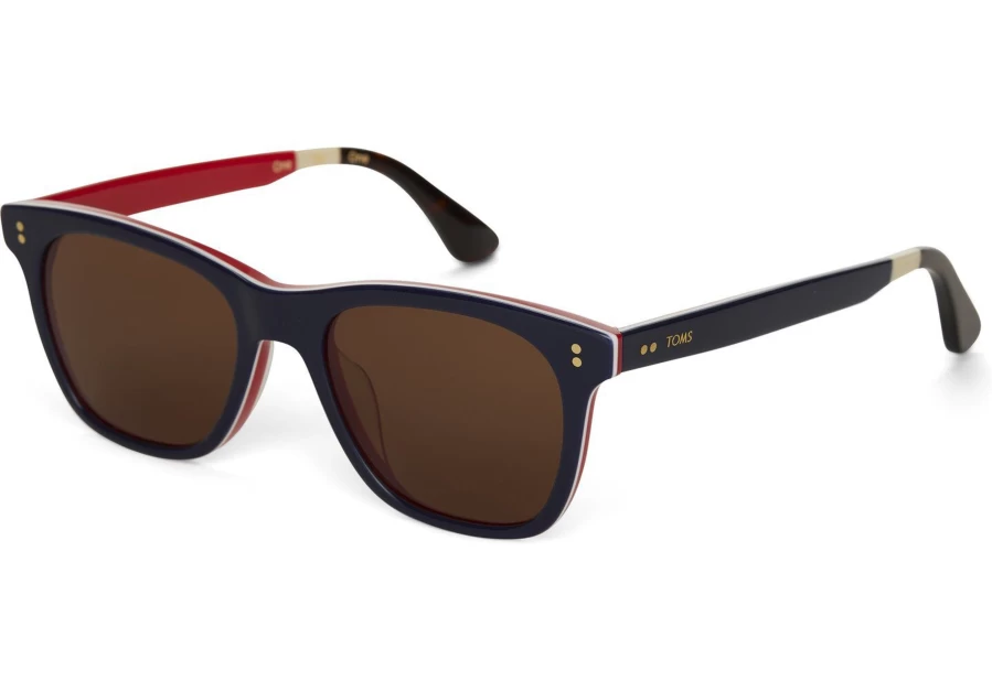 TOMS Fitzpatrick Navy Multi Lamination-Brown Gradient Handcrafted Sunglasses
