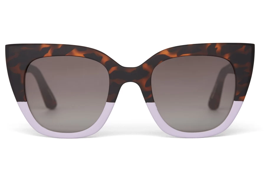 TOMS Matte Blonde Tortoise Light Orchid Fade Sunglasses with Grey Gradient Lenses