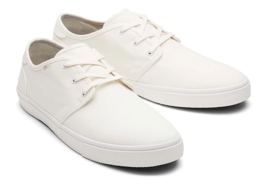 TOMS White Carlo Canvas Lace-Up Sneakers for Men & Women - Comfortable Casual Shoes