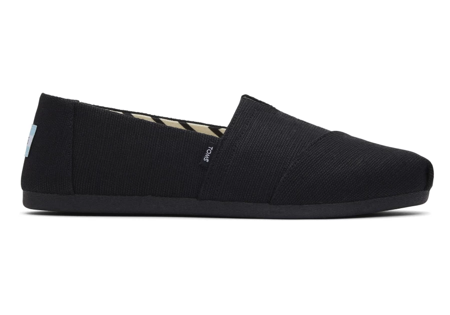 TOMS Alpargata All Black Heritage Canvas Wide Width Shoes - Black/Black Wide